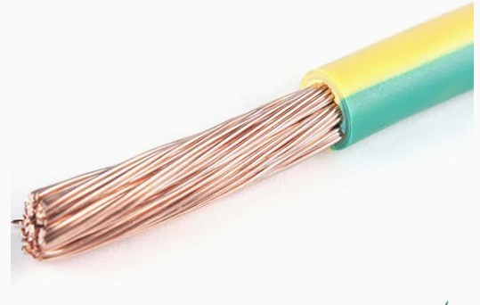 150mm سلك تأريض نحاسي مرن مغطى بـ PVC أخضر أصفر